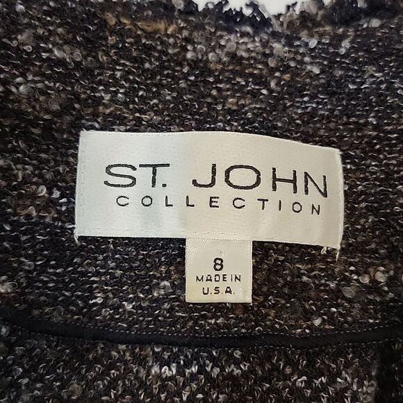 ST. JOHN COLLECTION Tweed Fringe Coat Blazer size 8 - Picture 7 of 7